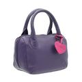 Ladies Leather Twin Handle Mini Grab Bag by Mala; Anishka Collection Handbag (Purple)