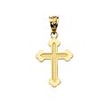 Dainty Greek Orthodox Cross Pendant in Solid 14k Yellow Gold, Yellow Gold