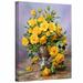 ArtWall Roses in a Silver Vase by Albert Williams Painting Print on Wrapped Canvas in Brown/Yellow | 14 H x 18 W x 2 D in | Wayfair