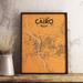 Wrought Studio™ 'Cairo City Map' Graphic Art Print Poster in Orange Paper in Green/Orange | 17 H x 11 W x 0.05 D in | Wayfair