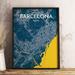 Wrought Studio™ Barcelona City Map Graphic Art Print Poster in Amuse Paper in Blue | 24 H x 18 W x 0.05 D in | Wayfair