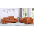 Orren Ellis Aiesrom Luxury Top Grain Italian Leather 2 Piece Living Room Set Genuine Leather in Brown | 38 H x 89 W x 41 D in | Wayfair Living Room Sets