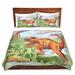 East Urban Home Dinosaur III Duvet Cover Set Microfiber in Brown/Orange/White | 1 Twin Duvet Cover + 1 Standard Sham | Wayfair