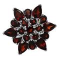 Silvershake 5.67ct. Natural Garnet 925 Sterling Silver Flower Cluster Cocktail Right Hand Ring