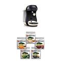 Bosch TAS1007 Tassimo Happy Kapselmaschine,1300 W, platzsparend, große Getränkevielfalt, cream + Tassimo Vielfaltspaket - 5 verschiedene Packungen kaffeehaltiger Getränke T Discs (1 x 927 g)