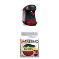 Bosch TAS1003 Tassimo Happy Kapselmaschine,1300 W, platzsparend, große Getränkevielfalt, just red + Tassimo Jacobs Caffè Crema Classico XL, 5er Pack Kaffee T Discs (5 x 16 Getränke)