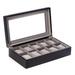 Charlton Home® Wood Watch Box Wood in Black | 3.5 H x 8.5 W x 14.75 D in | Wayfair D69A11E5B1B64FD19D0E6AD24CA6C454