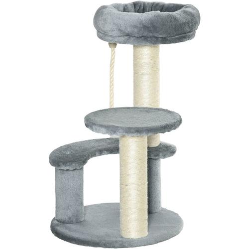 Katzenbaum Kletterbaum Spielbaum Katzenbett Katzenkratzbaum Grau Ø40 x H65 cm - Grau - Pawhut