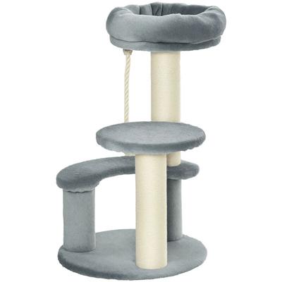 Katzenbaum Kletterbaum Spielbaum Katzenbett Katzenkratzbaum Grau Ø40 x H65 cm - Grau - Pawhut