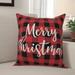 The Holiday Aisle® Tamela Merry Christmas in Buffalo Check Plaid Throw Pillow Polyester | 18 H x 18 W in | Wayfair C20879FA44A34E2585BEFCA079FEF02A