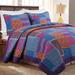 World Menagerie Aldiana Purple/Blue/Fushica Cotton Reversible 3 Piece Quilt Set Cotton in Blue/Indigo/Pink | Queen Quilt + 2 Shams | Wayfair