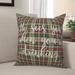 The Holiday Aisle® Bobbi He Sees You When Youre Drinking in Tartan Plaid Throw Pillow Polyester | 18 H x 18 W in | Wayfair