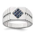 925 Sterling Silver Mens Blue Sapphire Ring Size V 1/2 Jewelry Gifts for Men