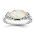 925 Sterling Silver Rhodium Plated Marquise Opal and CZ Cubic Zirconia Simulated Diamond Ring Size N 1/2 Jewelry Gifts for Women