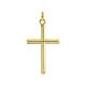 Bling Jewelry Delicate Religious Basic Simple Tube Plain Yellow Real Gold Cross Pendant Necklace For Women Teen No Chain