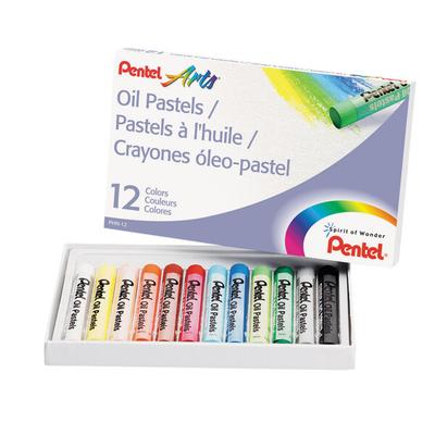 Pentel PHN12 12-Color Assorted Oil Pastel Set with Carrying Case