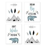 Sweet Jojo Designs 4 Piece Bear Mountain Paper Print Set Paper in Black/Blue/White | 10 H x 8 W x 0.1 D in | Wayfair 4P-Prints-BearMountain