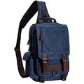 El-fmly Canvas Cross Body Messenger Bag for Men Women Sling Shouler Backpack Travel Rucksack, Blue, L, Classic