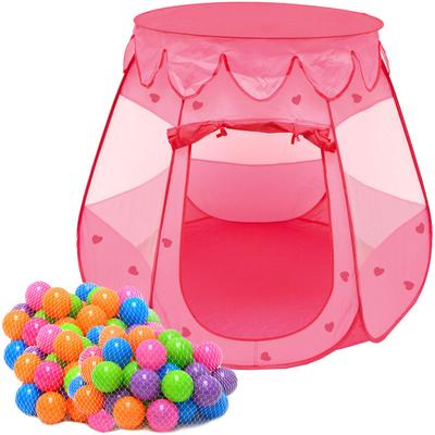 Mädchen Bällebad Zelt 200 Baby Bälle Kinderzelt Spielzelt 120x120x90cm Rosa - rosa