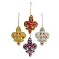 Bloomsbury Market Colorful Fleur De Lis Holiday Shaped Ornament Fabric in Yellow | 4.9 H x 3.7 W x 0.8 D in | Wayfair