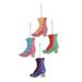 The Holiday Aisle® Colorful Boots Beaded Holiday Shaped Ornament Fabric in Indigo/Red | 4.3 H x 3.5 W x 1 D in | Wayfair