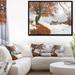 East Urban Home Landscape 'Sudden Snow in First Autumn' Framed Photographic Print on Wrapped Canvas in Brown/Gray | 30 H x 12 W in | Wayfair