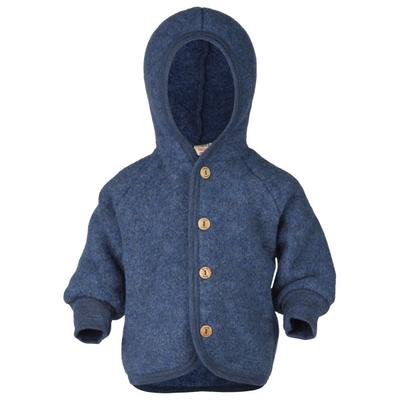 Engel - Kinder Kapuzenjacke mit Holzknöpfen - Wolljacke Gr 74/80 blau