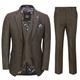 Mens Brown Tweed Herringbone 3 Piece Suit Black Suede Trim Smart Tailored Fit[SUIT-X6058-1-BROWN-42]