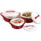 Pinnacle Insulated Casserole Dish with Lid 3 pc. Set 2.6/1.25/.6 qt. Elegant Hot Pot Food Warmer/Cooler - Large Thermal Soup/Salad Serving Bowl Stainless Steel, Best Gift Set for Moms, Holidays - Red