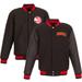 Men's JH Design Black Atlanta Hawks Reversible Polyester Jacket with Faux Leather Sleeves