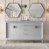 Latitude Run® Zeb 60" Double Bathroom Vanity Base Only Solid + Manufactured Wood in Gray | 34 H x 60 W x 21.5 D in | Wayfair