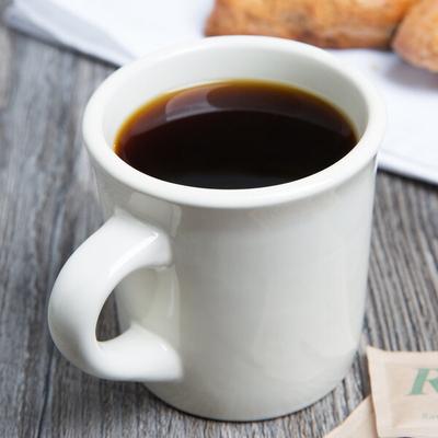 Tuxton TRE-038 Reno / Nevada 9 oz. Eggshell Wide Rim Rolled Edge China Coffee Mug - 36/Case