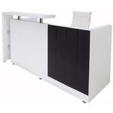 79"W Black and White High Gloss Reception Desk