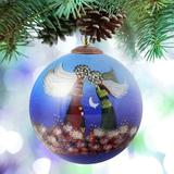 The Holiday Aisle® Angels Hand Painted Glass Ball Ornament Glass in Blue/Green/Red | 3.5 H x 3.5 W x 3.5 D in | Wayfair