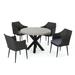 Orren Ellis Kasperi 5 Piece Outdoor Dining Set w/ Cushions Wood/Stone/Concrete/Wicker/Rattan in Brown/Gray | Wayfair