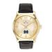 Men's Gold/Black Michigan Wolverines Stainless Steel Leather Band Watch