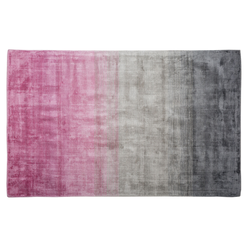 Teppich Grau Rosa Kunstseide Baumwolle 140 x 200 cm Kurzflor Handgewebt Rechteckig