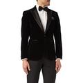Mens Velvet Tuxedo Dinner Jacket Retro Smoking Coat Formal Tailored Fit Blazer[BLZ-Dinner-Tim-Black,Jet Black,Chest UK 50 EU 60]