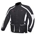 NORMAN White/Black Men's Motorcycle Motorbike Jacket Waterproof Textile with CE Armours (5XL)