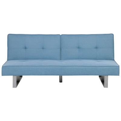 Sofa Blau Polsterbezug 3-Sitzer Schlaffunktion Modern Wohnzimmer