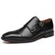 La Milano Mens Double Monk Strap Slip on Loafer Cap Toe Leather Oxford Formal Business Casual Comfortable Dress Shoes for Men, Amy-1-black, 6 UK