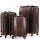 FERGÉ Luggage Set 3 Piece Hard Shell Travel Trolley Milano Suitcase Set 4 Spinner Wheels Brown