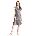 LilySilk Women's 100 Mulberry Silk Nightgown Long Short Sleeve Nightdress 22 Momme Pure Silk Dark Gray Size 14/Extra M