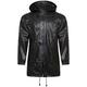 Boys/Girls 3/4 Long Toggle Kids Leather Jacket Black Detachable Hood Duffle Coat (30= 9-10 Years)