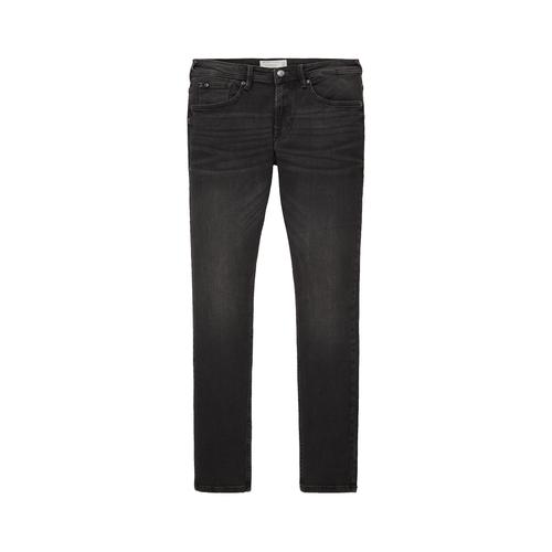 TOM TAILOR DENIM Herren Culver Skinny Jeans, schwarz, Logo Print, Gr. 30/30