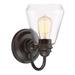 Williston Forge Coldiron 1-Light Armed Sconce Glass/Metal in Black | 10 H x 6 W x 8.5 D in | Wayfair C22F1FFBCD0A45EB890772C19B3F42D3