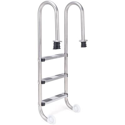 Edelstahl Poolleiter, Schwimmbad Leiter 3 stufig, Einstiegsleiter Silber, Schwimmbadleiter Image