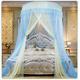 Large Mosquito Net Insect Bug Princess Lace Dome Bed Canopy Fly Insect Protection Indoor/Outdoor Decorative Holiday Travelling,Blue-Yellow,for 1.5M-Width Bed