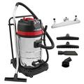 Industrial Vacuum 80L Cleaner | Heavy Duty Wet & Dry & Attachments | Air Flow: 106 L/S | 3000W Commercial Hoover Cleaning Stainless Steel with Nozzle