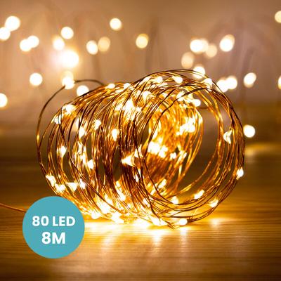 Skylantern - Guirlande MicroLed Cuivre 8M - Guirlande Lumineuse Led 80 Leds - Guirlande Leds pour